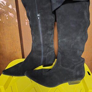 Sundance Point toe over the knee boots Black suede size 41 Narrow Italy made
